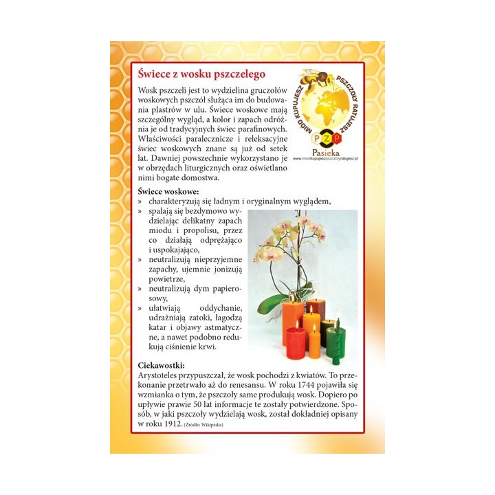 Ulotki informacyjne o świecach "Świece woskowe" (20szt) - U66