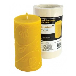 Silikonowa forma na świece - Walec z kwiatami - wzór FS150