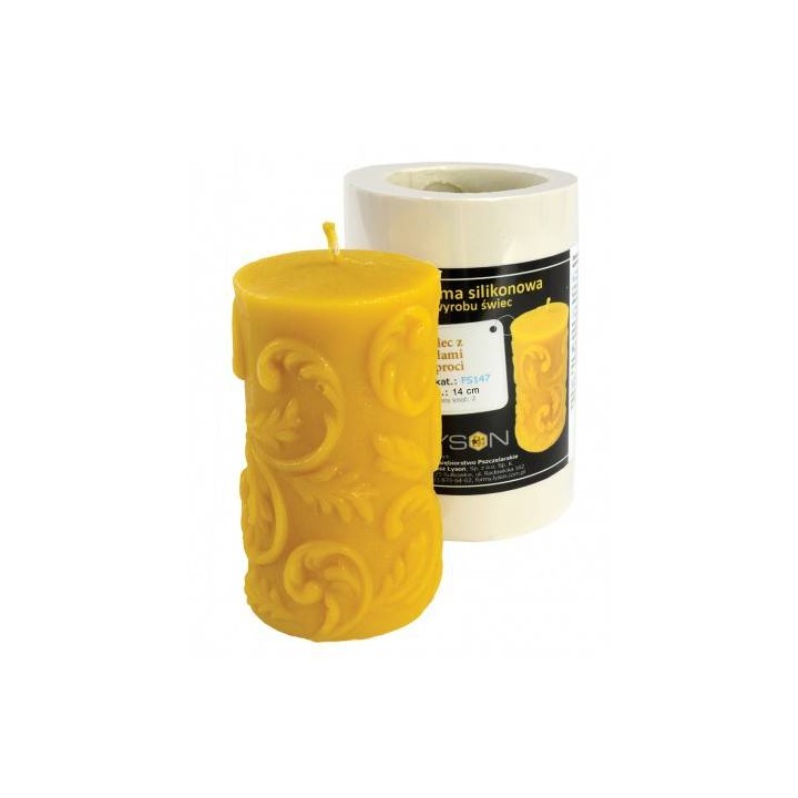 Silikonowa forma na świece - Walec z pędami paproci - wzór FS147
