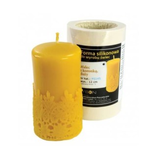 Silikonowa forma na świece - Walec z koronką duży - wzór FS145