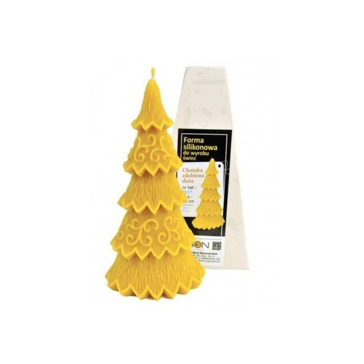 Silikonowa forma na świece - Choinka zdobiona duża - wzór FS17