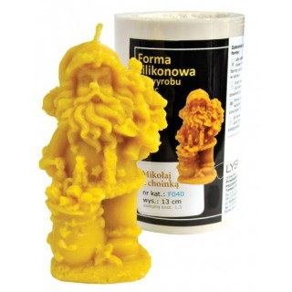 Silikonowa forma na świece - Mikołaj z choinką - wzór F040