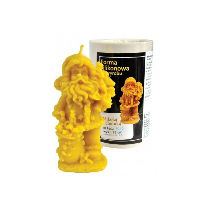 Silikonowa forma na świece - Mikołaj z choinką - wzór F040