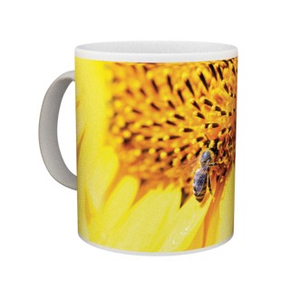 Kubek z motywem pszczelarskim "PSZCZOŁA NA SŁONECZNIKU"  - KUB22