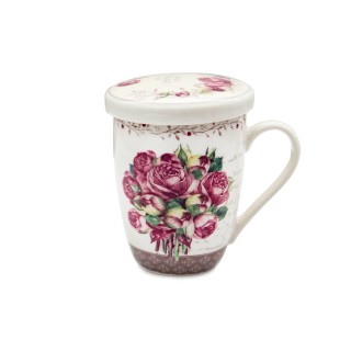 KUBEK Z ZAPARZACZEM I POKRYWĄ 340ML - KWIATY BL-23-046