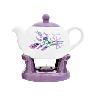 DZBANEK Z PODGRZEWACZEM 1L IMBRYK BIAŁO-FIOLETOWY / LAWENDA BL-T-46