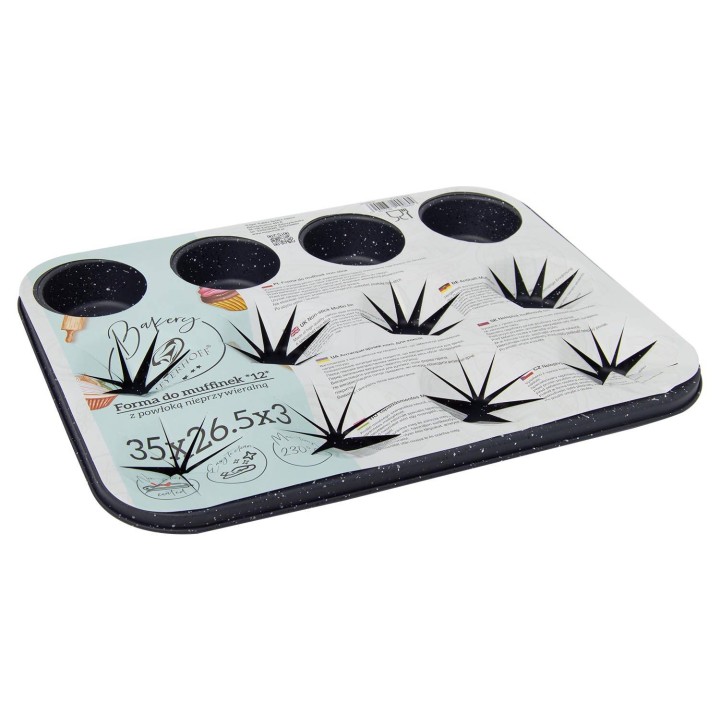 BLACHA/FORMA DO PIECZENIA MUFFIN 26,5x35CM - MARMURKOWA "12" N/P MARM 0804