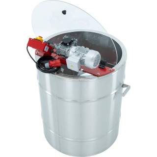 Odstojnik z płaszczem grzewczym, wodnym, do standaryzacji miodu lub mieszania syropu, 500 kg (grzanie 230V / napęd 400V)