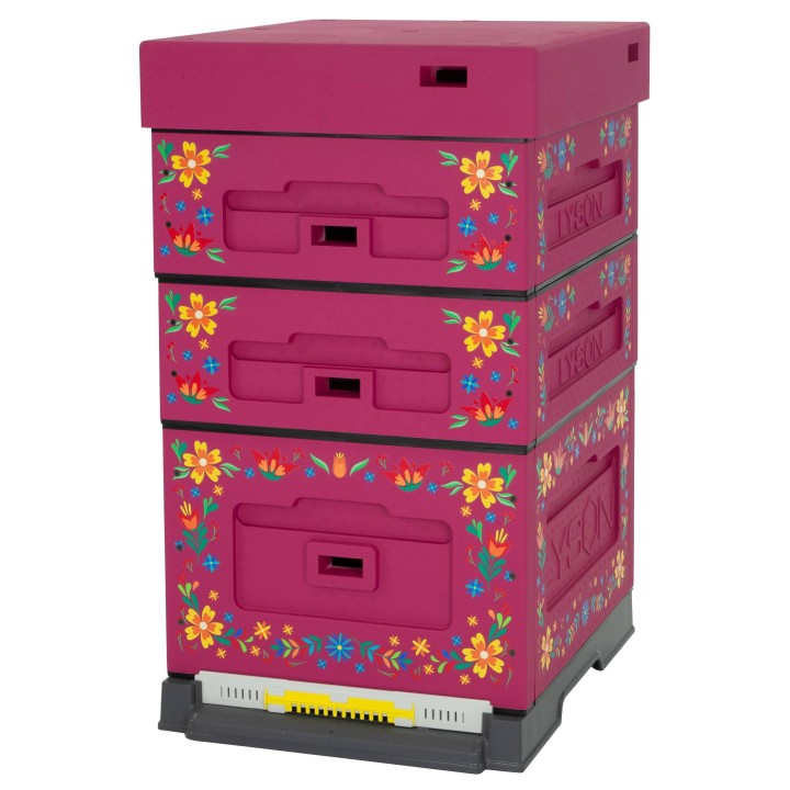 Ul Dadant OPTIMA, ciemnoróżowy, nadruk - kwiatki, nieskręcony