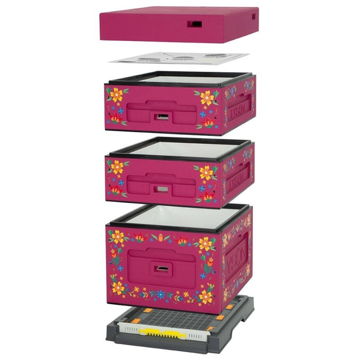 Ul Dadant OPTIMA, ciemnoróżowy, nadruk - kwiatki, nieskręcony