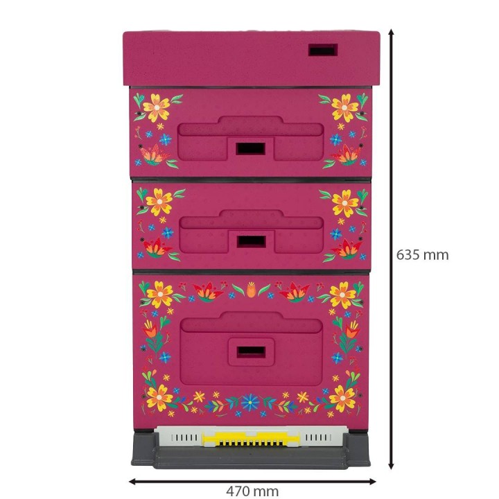 Ul Dadant OPTIMA, ciemnoróżowy, nadruk - kwiatki, nieskręcony