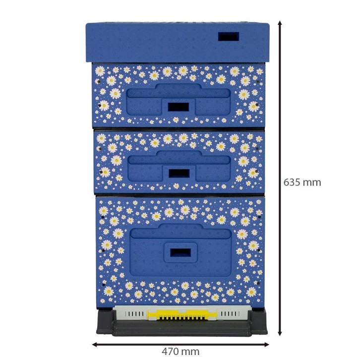 Ul Dadant OPTIMA, ciemnoniebieski, nadruk - stokrotki, nieskręcony