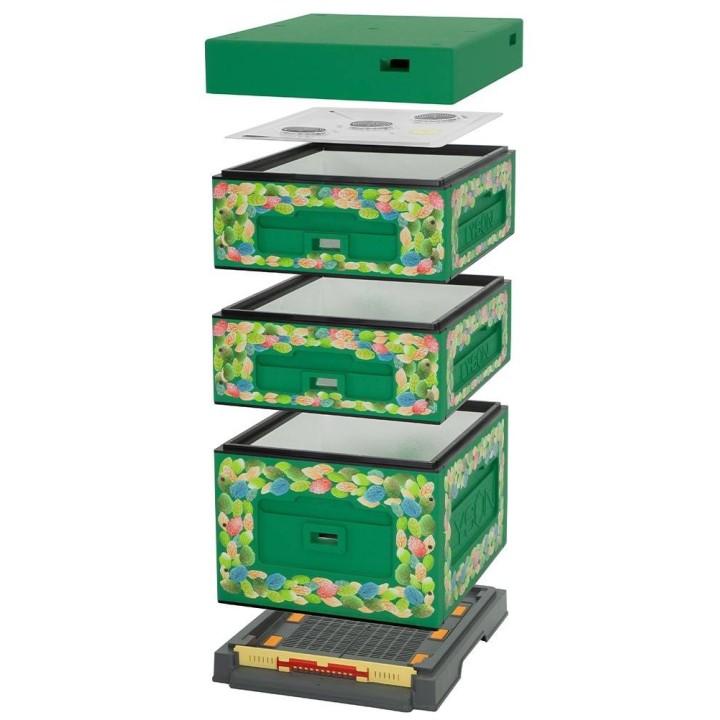 Ul Dadant OPTIMA, ciemnozielony, nadruk - liście, nieskręcony