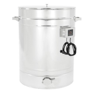 Odstojnik nierdzewny z płaszczem grzewczym 200 l / ~280 kg, 230V, zawór nierdzewny 2", stożkowe dno – PREMIUM