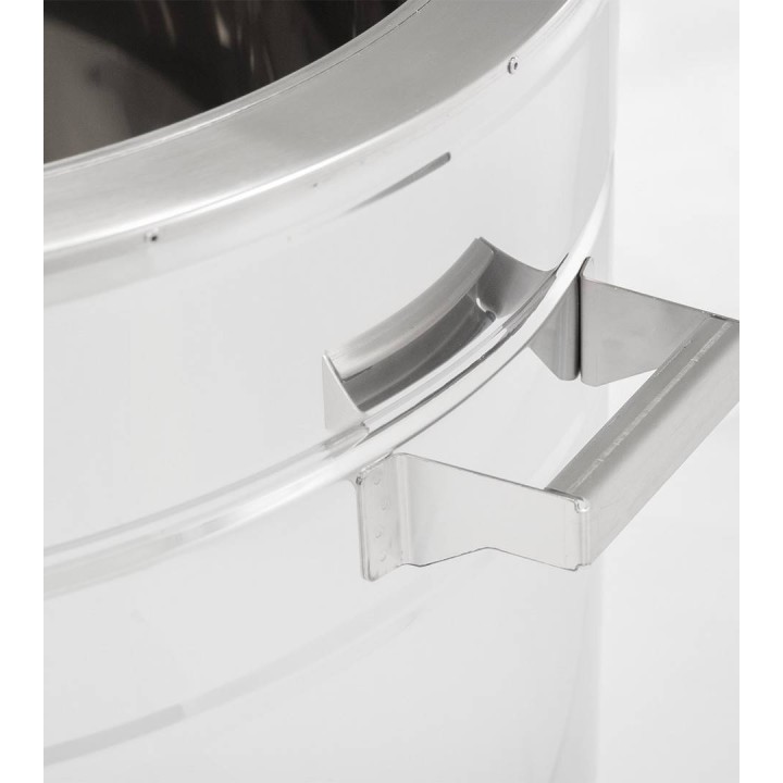 Odstojnik nierdzewny z płaszczem grzewczym 200 l / ~280 kg, 230V, zawór nierdzewny 2", stożkowe dno – PREMIUM