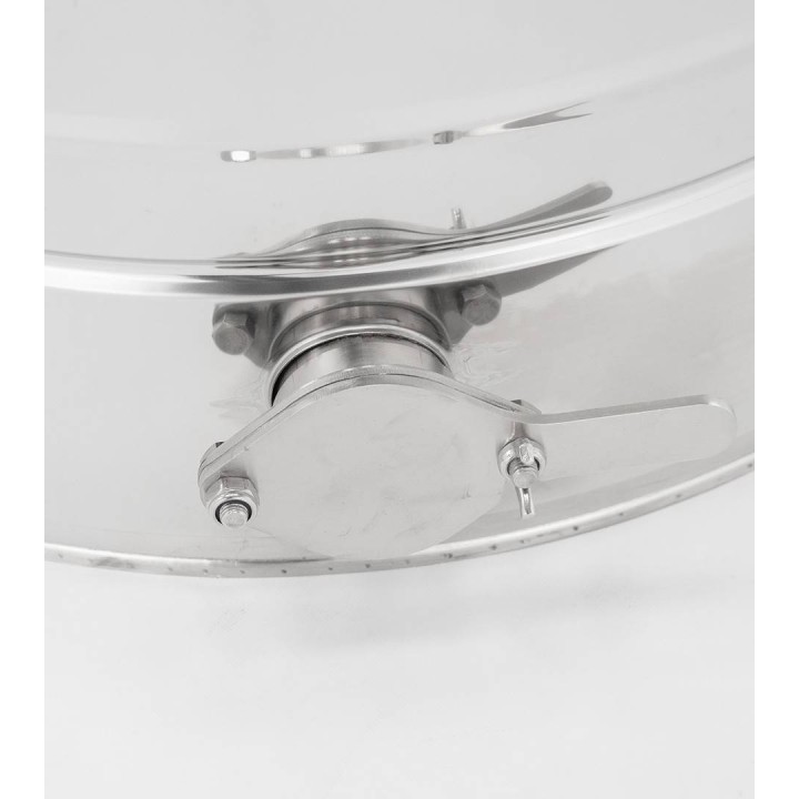 Odstojnik nierdzewny z płaszczem grzewczym 200 l / ~280 kg, 230V, zawór nierdzewny 2", stożkowe dno – PREMIUM