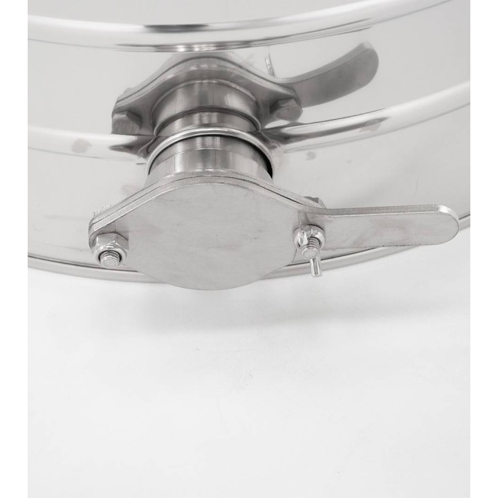 Odstojnik nierdzewny z płaszczem grzewczym 150 l / ~210 kg, 230V, zawór nierdzewny 6/4", stożkowe dno – PREMIUM