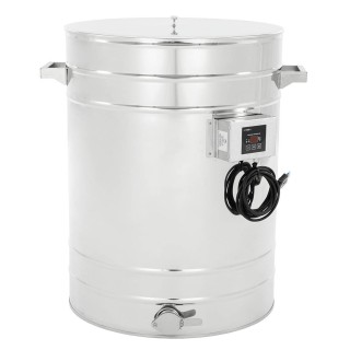 Odstojnik nierdzewny z płaszczem grzewczym 100 l / ~140 kg, 230V, zawór nierdzewny 6/4", stożkowe dno – PREMIUM