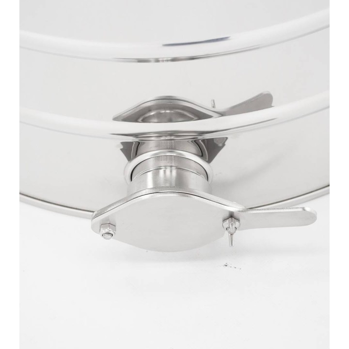 Odstojnik nierdzewny z płaszczem grzewczym 70 l / ~98 kg, 230V, zawór nierdzewny 6/4", stożkowe dno – PREMIUM