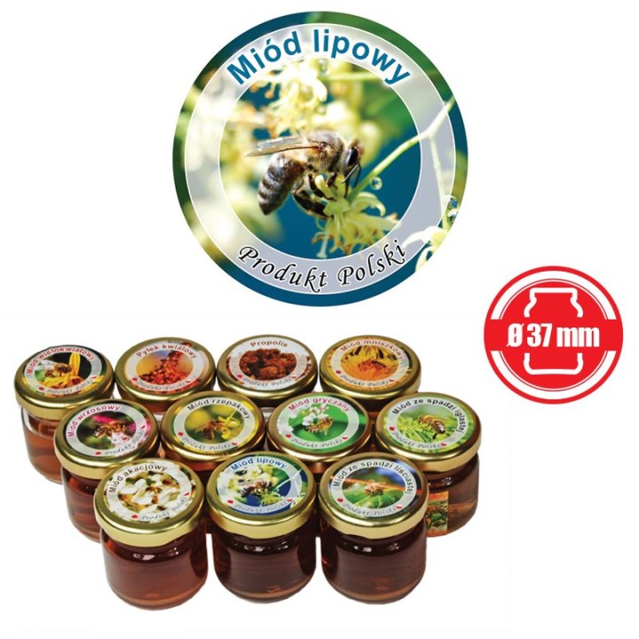 Paczka etykiet mini okrągłych na miód lipowy (100szt) - wzór EK3