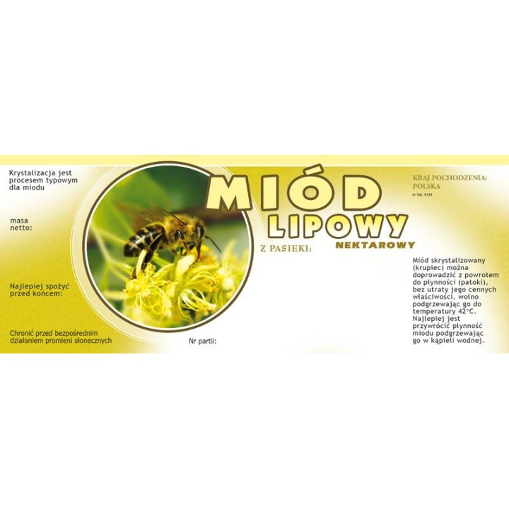 Paczka dużych etykiet na miód lipowy - wzór E101