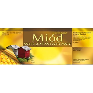 Paczka dużych etykiet na miód wielokwiatowy - wzór E115