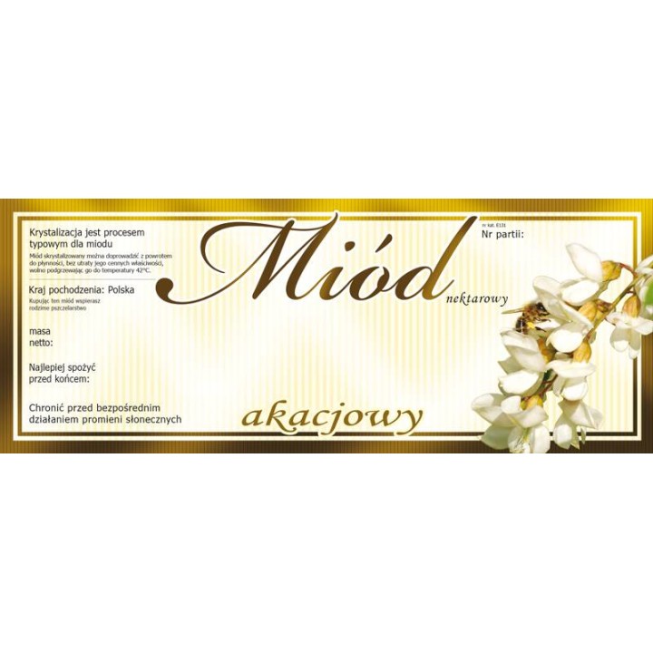 Paczka dużych etykiet na miód akacjowy (100szt) - wzór E131