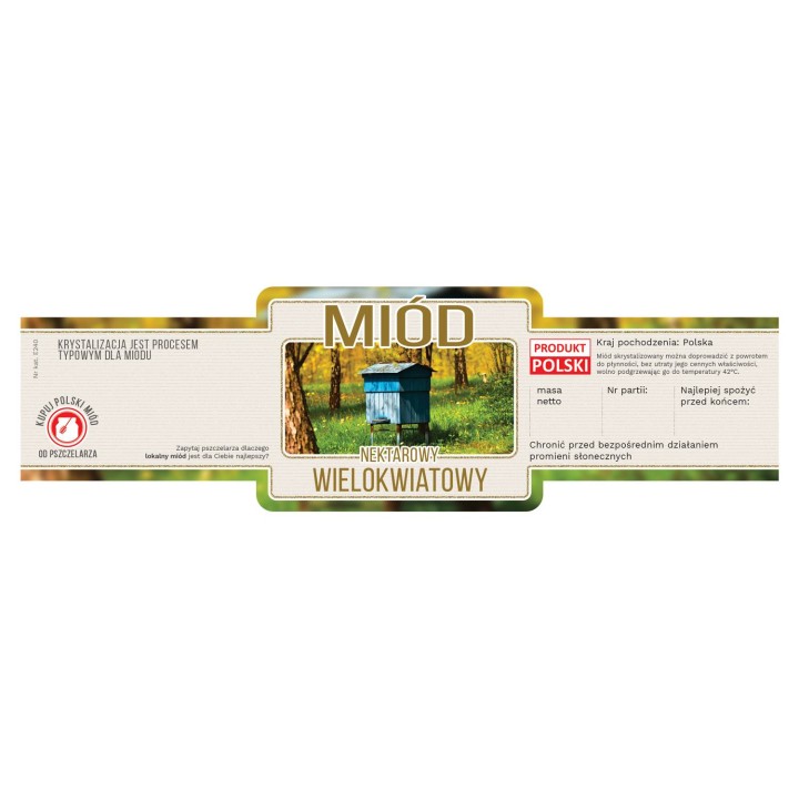 Paczka etykiet ozdobnych na miód wielokwiatowy (100szt) - wzór E228