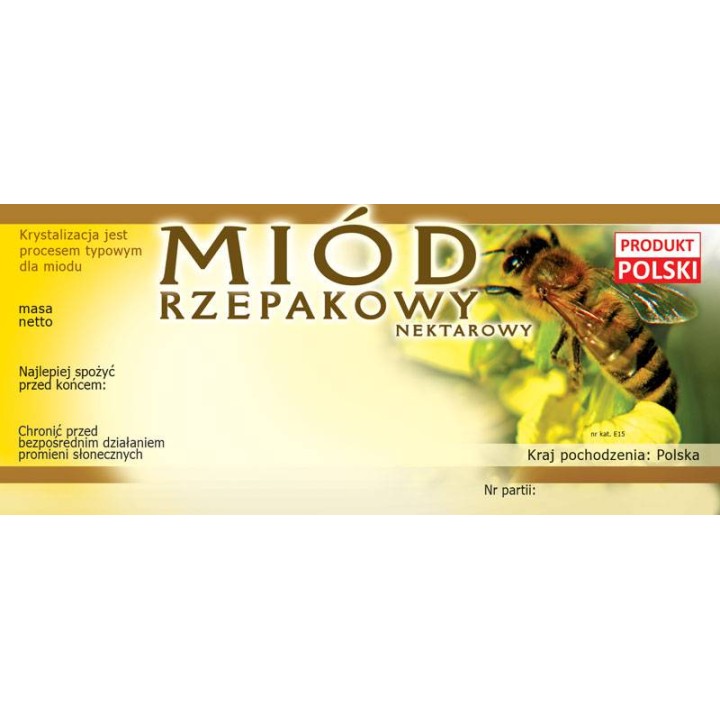 Paczka etykiet na miód rzepakowy – wzór E15