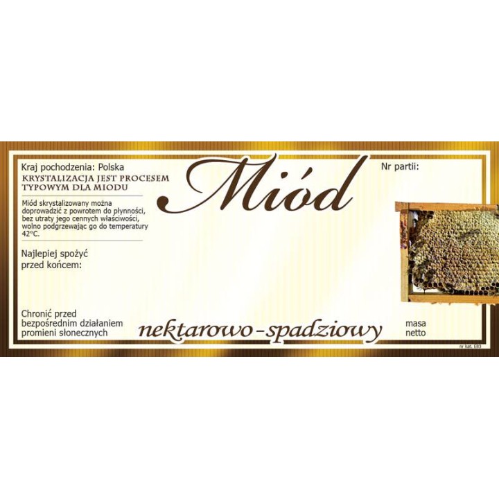 Paczka etykiet na miód spadziowo-nektarowy (100szt) - wzór E83