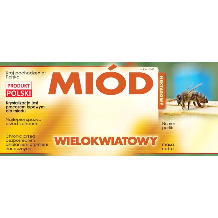 Paczka etykiet na miód wielokwiatowy (100szt) - wzór E1051