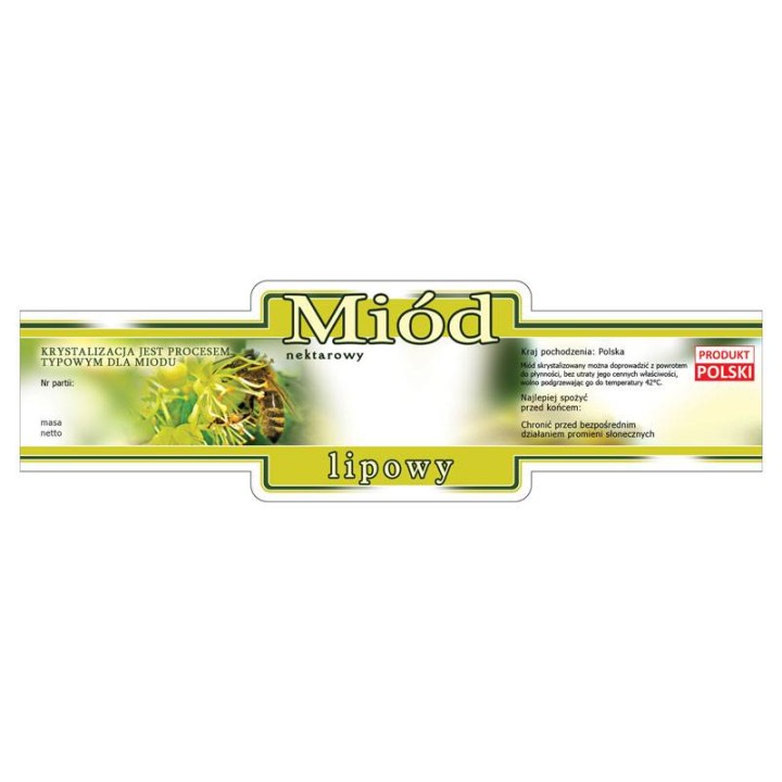 Paczka etykiet ozdobnych na miód lipowy (100szt) - wzór E215