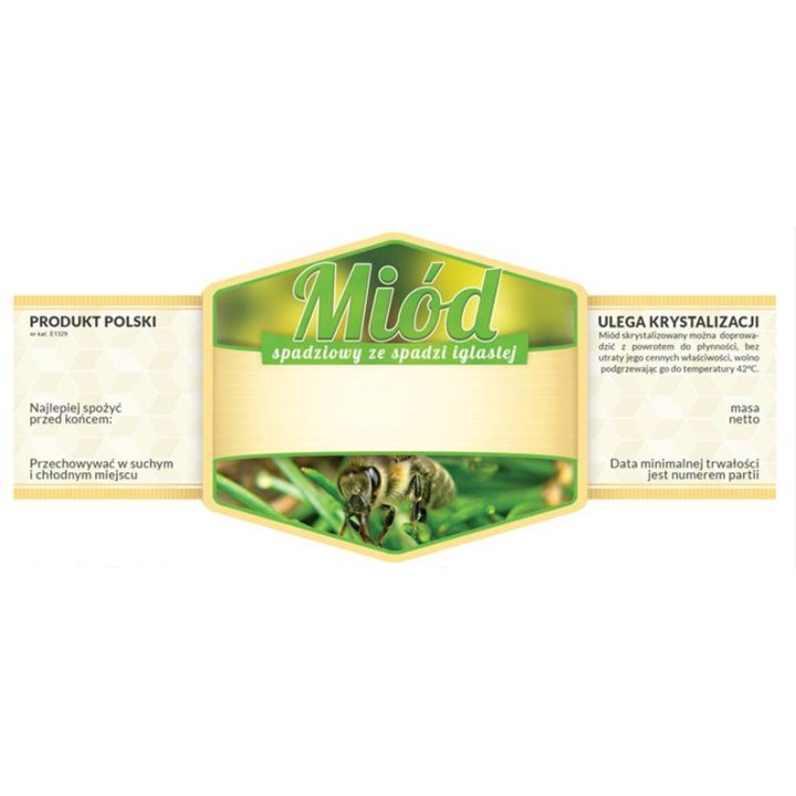 Paczka etykiet z plastrem na miód ze spadzi iglastej (100szt) - wzór E1329