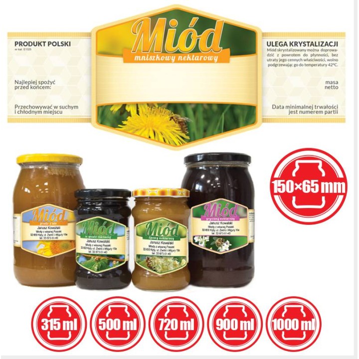 Paczka etykiet z plastrem na miód mniszkowy (100szt) - wzór E1325