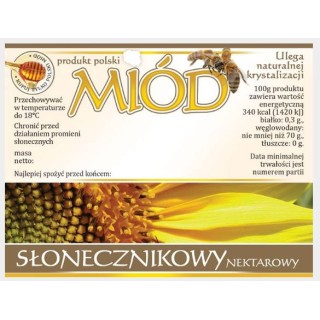 Paczka etykiet na miód słonecznikowy (100szt) - wzór E609
