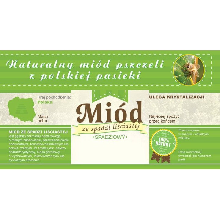 Paczka etykiet z banderolą na miód ze spadzi liściastej  (100szt) - wzór E828
