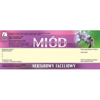 Paczka dużych etykiet na miód faceliowy  (100szt) - wzór E145
