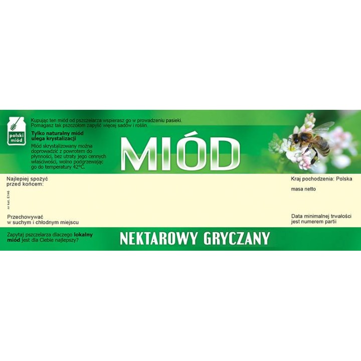 Paczka dużych etykiet na miód gryczany  (100szt) - wzór E146