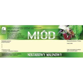 Paczka dużych etykiet na miód malinowy (100szt) - wzór E147
