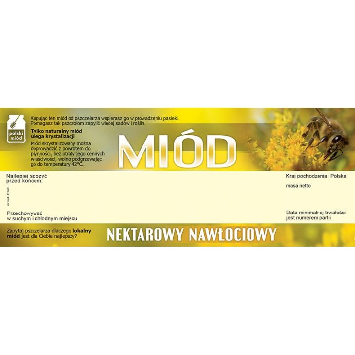Paczka dużych etykiet na miód nawłociowy (100szt) - wzór E149