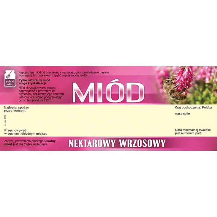 Paczka dużych etykiet na miód wrzosowy (100szt) - wzór E155