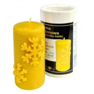 Silikonowa forma na świece - Walec z płatkiem śniegu 10cm - wzór FS03