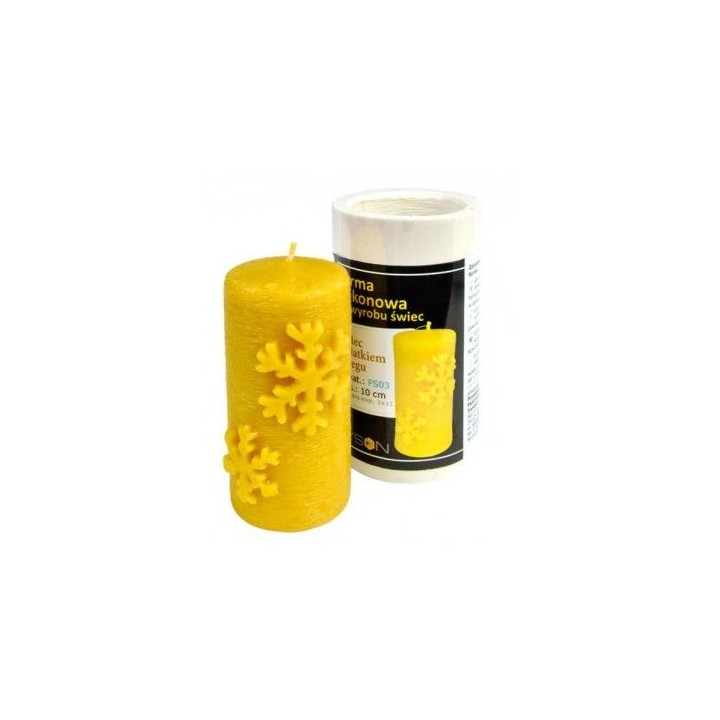 Silikonowa forma na świece - Walec z płatkiem śniegu 10cm - wzór FS03