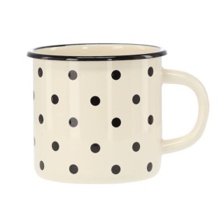 KUBEK EMALIOWANY 1L 11 CM BIAŁY W KROPKI - EMA3158