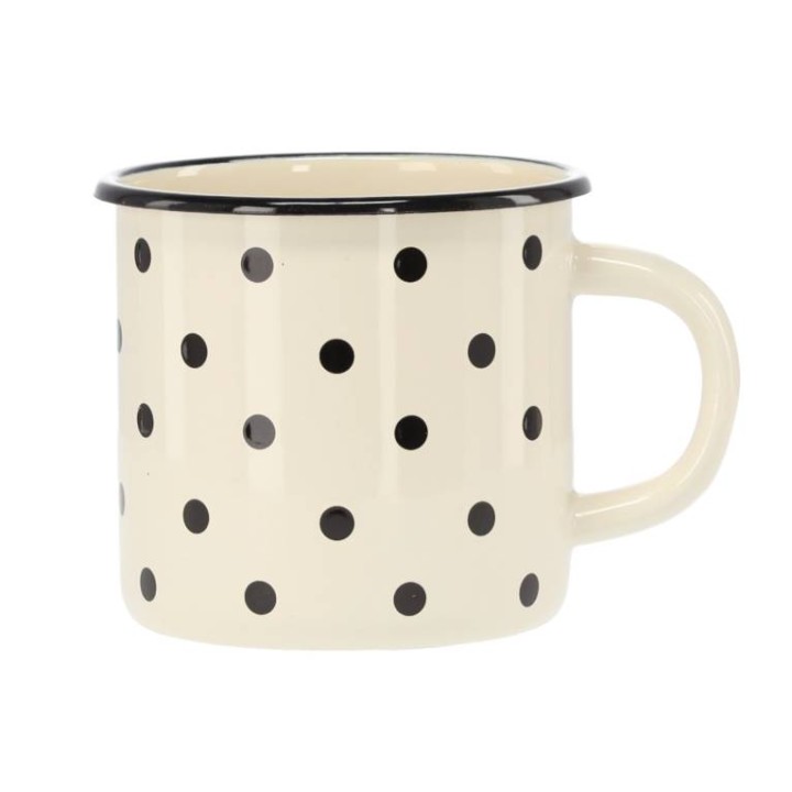 KUBEK EMALIOWANY 1L 11 CM BIAŁY W KROPKI - EMA3158
