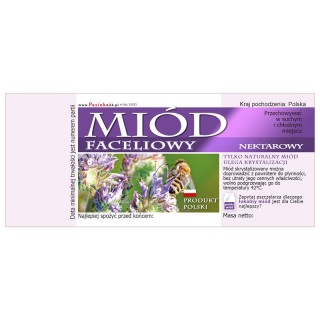 Paczka etykiet na miód faceliowy 116x50 (100szt) - wzór E1013