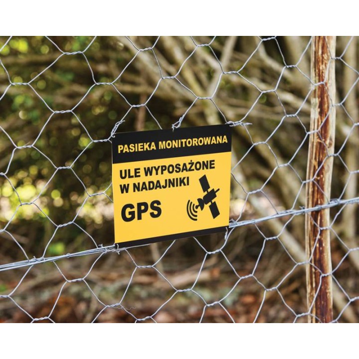Średnia tablica ostrzegawcza "PASIEKA MONITOROWANA - ULE WYPOSAŻONE W NADAJNIKI GPS" - F281