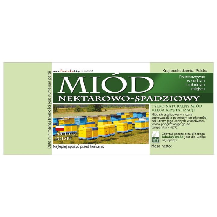 Paczka etykiet na miód nektarowo-spadziowy 116x50 (100szt) - wzór E1018