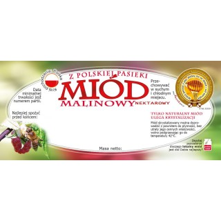 Paczka etykiet na miód malinowy 116x50 (100szt) - wzór E1019