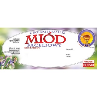 Paczka etykiet na miód faceliowy 116x50 (100szt) - wzór E1020